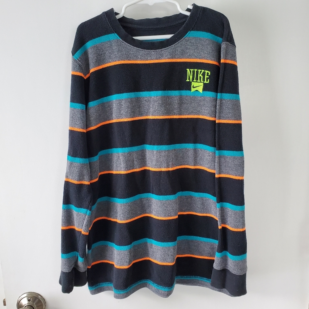 Nike Long Sleeve Striped Thermal Logo Shirt